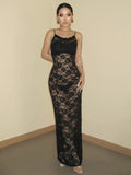 GETADME-Dulzura See Through Ruffled Patchwork Lace Cami Maxi Dress Sleeveless Sexy Long Dress Party Club  Autumn Y2K