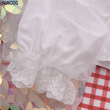 GETADME-로리타 셔츠 화이트 우아한 여성 프레피 스타일 블라우스 귀여운 피터팬 칼라 레이스 러플 JK 셔츠 여아 ​​긴팔 블라우스 무제