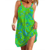 GETADME-여성 유럽 미국 여름용 보헤미안 슬립 드레스 타이 다이 스커트 여성 캐주얼 비치 드레스 통기성 민소매 탑