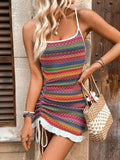 GETADME-2025 Summer Sexy Embroidered Slip Dress Women's Short Sleeveless Lace Trim Backless Party Dress Beach Wedding Evening Dress