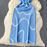 여성 니트 쉬스 선드레스 민소매 핫스윗 프린트 백리스 슬림 드레스 패션 신축성 비치 롱 드레스 