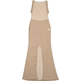 Getadme 섹시 딥 오픈 백 백리스 바디콘 핫 골드 컬러 롱 드레스 여성 사이드 스플릿 비치 맥시 드레스 우아한 클럽 파티 베스디소