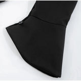 GETADME-Sexy Slim Flared Sleeve Women's Shirt Solid Lapel Single-breasted Back Bandage Tunic Female Blouses Spring Trend New Lady