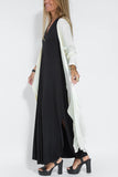 2025 New Solid Color Pullover V-Neck Beach Resort Elegant Long Dress Loose Sleeve Cardigan Casual Two Piece Se t