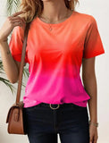 Women's T-Shirts For Women 3d Gradient Print  Tees Casual Street Femalewear Summer  Oversized T-Shirt Fashion Lady Y2k Clothing