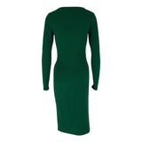 Getadme 여성 드레스 가을 신상품 패션 스트리트웨어 긴팔 O넥 스플릿 드레스 솔리드 섹시 캐주얼 슬림 클럽 파티 의류 드레스