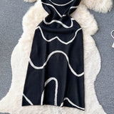 여성 니트 쉬스 선드레스 민소매 핫스윗 프린트 백리스 슬림 드레스 패션 신축성 비치 롱 드레스 