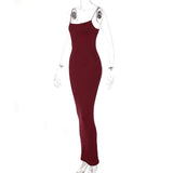 GETADME-Nsangu 2025 Autumn Winter Women Solid White Black Strap Midi Dress Bodycon Sexy Streetwear Party Club Elegant Fashion Clothes