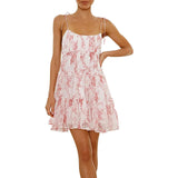 여성용 플로럴 스파게티 스트랩 여름 캐주얼 드레스 보헤미안 스타일 비치 드레스 패션 섹시 데일리 웨어 숏 스커트 로파 드 무헤르 