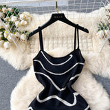 여성 니트 쉬스 선드레스 민소매 핫스윗 프린트 백리스 슬림 드레스 패션 신축성 비치 롱 드레스 