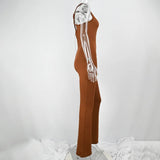 섹시 점프수트 여성 여름 신상품 민소매 솔리드 바디콘 롬퍼 백리스 패션 캐주얼 스트리트웨어 스포티 오버올