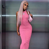 Getadme Hugcitar Ribbed Sexy Y2K Clothes Sleeveless Bodycon Maxi Dresses For Women Club Birthday Party Streetwear Elegant Outfits