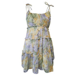 여성용 플로럴 스파게티 스트랩 여름 캐주얼 드레스 보헤미안 스타일 비치 드레스 패션 섹시 데일리 웨어 숏 스커트 로파 드 무헤르 