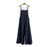 Women Straps Jumpsuit Summer Solid Color Wide Leg Pants Dungaree Bib Overalls Casual Loose Sleeveless Cotton Linen Jumpsuits 5Xl
