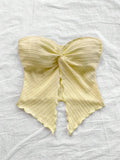 Getadme Twist Knot Cropped Tube Top for Women Summer Y2K Clothes Sexy Off the Shoulder Slit Crop Top