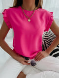 GETADME-Casual Summer Short Sleeve Pleated Patchwork Blouse Elegant Office Lady Solid Chic Shirt Harajuku y2k Slim Tops 2025 Streetwear