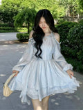 Fashion New Princess Short Dresses for Women Long Sleeve Casual Ruffles A-line Elegant Chic Vestidos Female Vintage Clothes