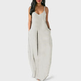 GETADME-2025 European and American Women's Cross border Summer New Product Solid Color Sexy Deep V Sling Dress