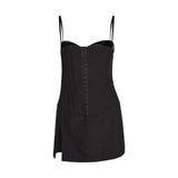 GETADME 섹시 핫티 피쉬본 후크 타이트 벨트 드레스