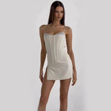 GETADME 섹시 핫티 피쉬본 후크 타이트 벨트 드레스