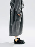 GETADME imakokoni Autumn 2025 new original design Air layer pinched grey skirt loose 234284