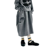 GETADME imakokoni Autumn 2025 new original design Air layer pinched grey skirt loose 234284