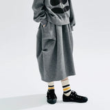 GETADME imakokoni Autumn 2025 new original design Air layer pinched grey skirt loose 234284