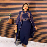 GETADME 고품질 아프리카 드레스 투피스 드레스 여성용 우아한 드레스 라인스톤 장식 롱 드레스