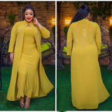 GETADME 고품질 아프리카 드레스 투피스 드레스 여성용 우아한 드레스 라인스톤 장식 롱 드레스