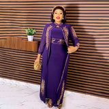 GETADME 고품질 아프리카 드레스 투피스 드레스 여성용 우아한 드레스 라인스톤 장식 롱 드레스