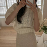 GETADME summer autumn Women's Knitted Pullover Fashion puff Sleeve solid Sweater crop Top Elegant loose Lapel Knitted Pullover gray Tops