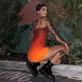 Gradient Sleeveless Lace Bodycon Mini Dress Women V Neck Sexy Short Sleeve Dress Ladies Summer Y2K Skinny Streetwear Night Party