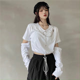 Getadme-Autumn Spring New Women T Shirts Female Student Loose Long Sleeve Top Oversized Crewneck Sweatshirt Japanese Fashion Goth
