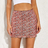 Women's Mini Skirt Korean Style Kawaii Ruffle Hem High Waist Short Straight Skirt Sexy Harajuku Y2K Aesthetic Vintage Streetwear