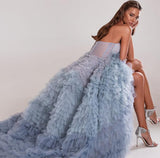 Getadme-Elegant Long Prom Dresses Sweetheart Crumpled Tulle Ruffles Evening Dress Saudi Arabic Sleeveless Tiered A-Line Party Gown