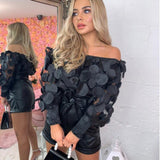 Sexy Off Shoulder womens tops and blouses 2020 Mesh Sheer Puff Sleeve Tops Summer 3D Flower Vintage White Women Shirt Blouse