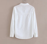 Getadme- Shirt White Blouse =Spring Autumn Blouses Shirts Women Long Sleeve Casual Tops Solid Pocket Blusas