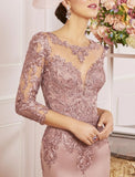 Getadme With Jacket Plus Size Mother Of The Bride Dresses Sheath Sheer Neck Appliqued Short Groom Mother Dresses Robe Mere De Mariee