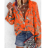Getadme- 5XL Plus Size Tops Autumn Spring Womens Blouses New Floral Printed Stand Collar Long Sleeve Shirts Casual Chiffon Blouse Blusas