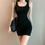 Getadme-Casual Skinny Dress New Women Fashion Sexy Stretch Slim Dress Lady Summer dress Striped Vest Mini Dress loose swimwear