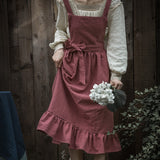 New Lovely Retro Lady's Aprons for Women Girls Cake Kitchen Fashion Cooking Apron Chic with Pockets for Gift 100% Cotton