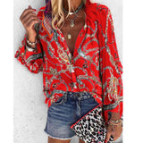 Getadme- 5XL Plus Size Tops Autumn Spring Womens Blouses New Floral Printed Stand Collar Long Sleeve Shirts Casual Chiffon Blouse Blusas