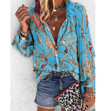 Getadme- 5XL Plus Size Tops Autumn Spring Womens Blouses New Floral Printed Stand Collar Long Sleeve Shirts Casual Chiffon Blouse Blusas