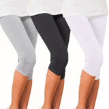 New Women's Plus Size S-XXXL Summer Slim Waist Candy Color Stretch Leggings Capris Fashion Pencil Pants Crops For Female