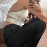 Sexy Halter Lace-up Camis White Satin Sleeveless V-neck Cropped Tops Y2K Summer Clothing E-girl Backless Top Women Streetwear