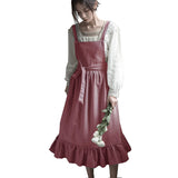New Lovely Retro Lady's Aprons for Women Girls Cake Kitchen Fashion Cooking Apron Chic with Pockets for Gift 100% Cotton