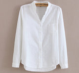 Getadme- Shirt White Blouse =Spring Autumn Blouses Shirts Women Long Sleeve Casual Tops Solid Pocket Blusas