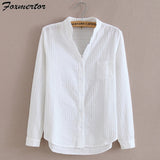 Getadme- Shirt White Blouse =Spring Autumn Blouses Shirts Women Long Sleeve Casual Tops Solid Pocket Blusas