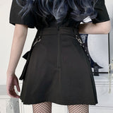 Women Sexy Patchwork Bandage Mini Skirt With Pocket Harajuku Punk Gothic Black High Waist Skirts Y2K Summer Chic Streetwear