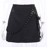 Women Sexy Patchwork Bandage Mini Skirt With Pocket Harajuku Punk Gothic Black High Waist Skirts Y2K Summer Chic Streetwear